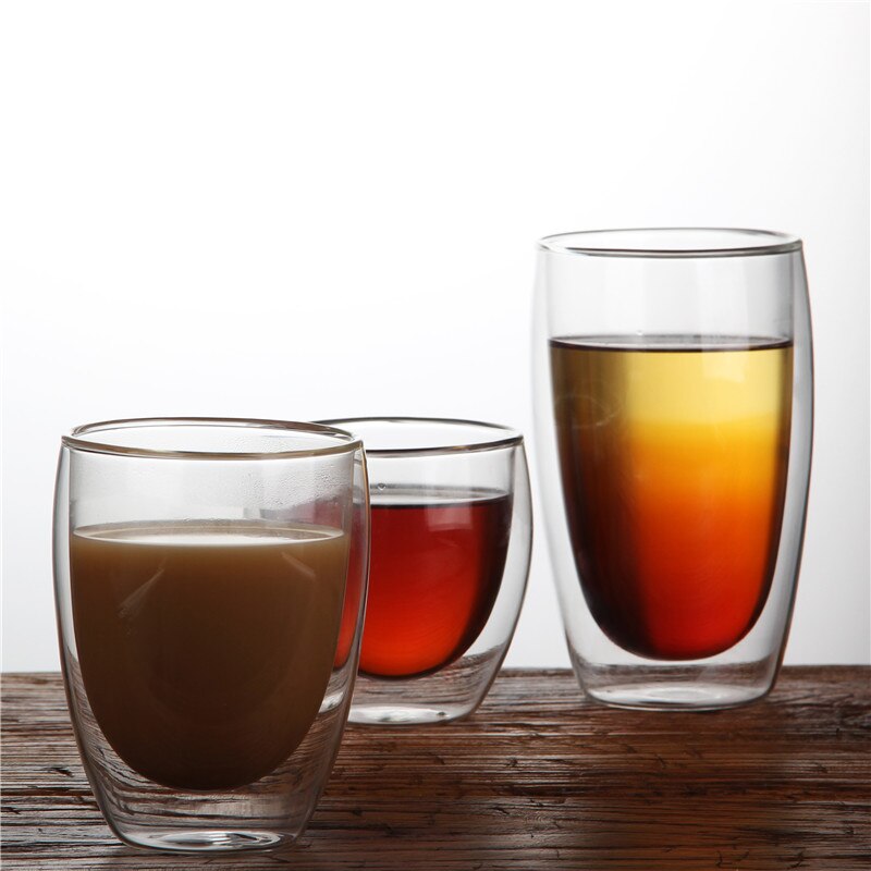 Hittebestendige Double Wall Cup Thee Bier Koffie Cup Clear Glazen Transparante Mok Drinkware