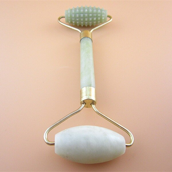 Gezicht Natuurlijke Jade Roller Trigger Punt Dual-Head Massage V Afslanken Acupunt Rolling Borstel Gezondheidszorg Tool Body Therapie