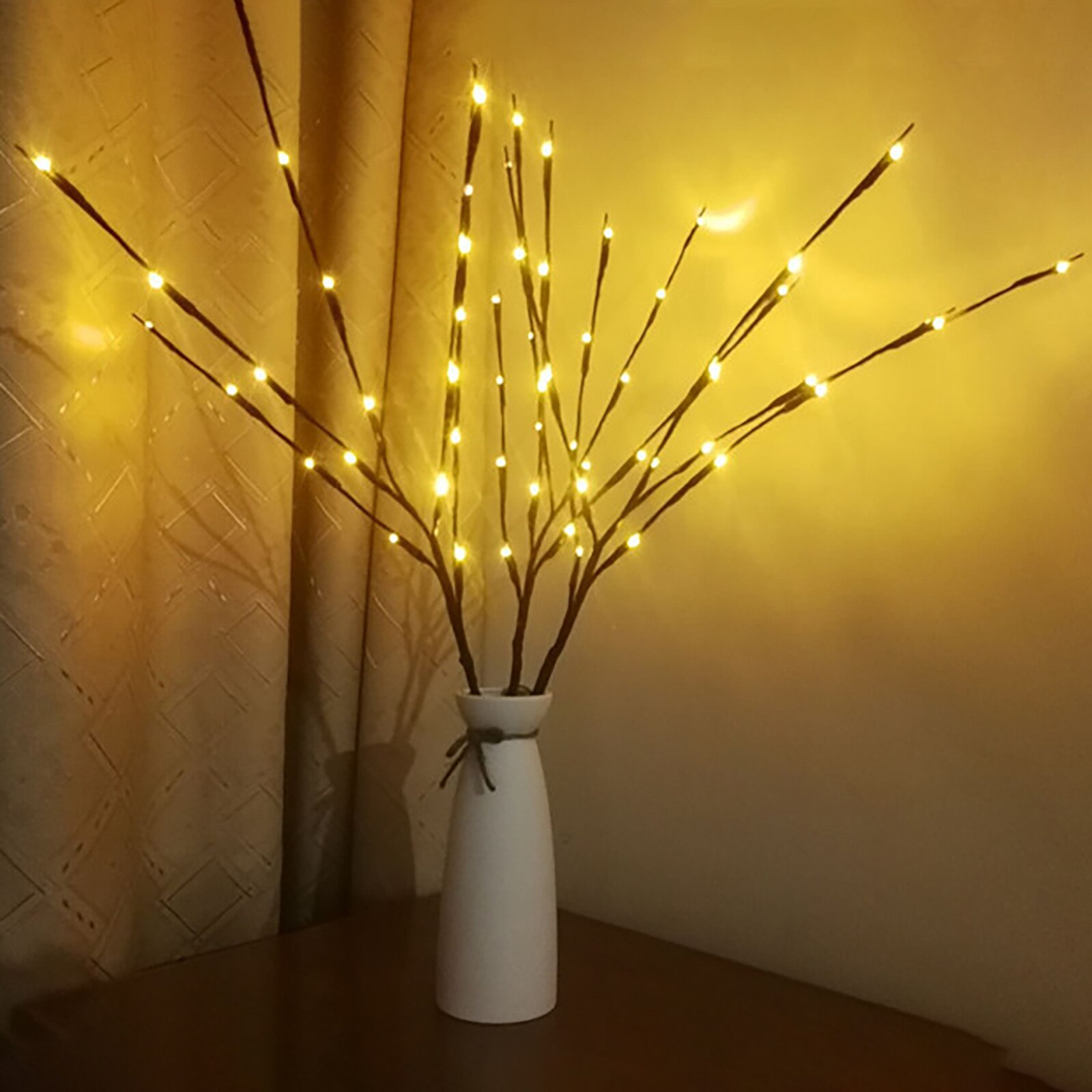 LED Willow Branch Lamp Floral Lights 20 Bulb Home Christmas Party Decor Birthday LED Night Light Battery Powered: Yellow