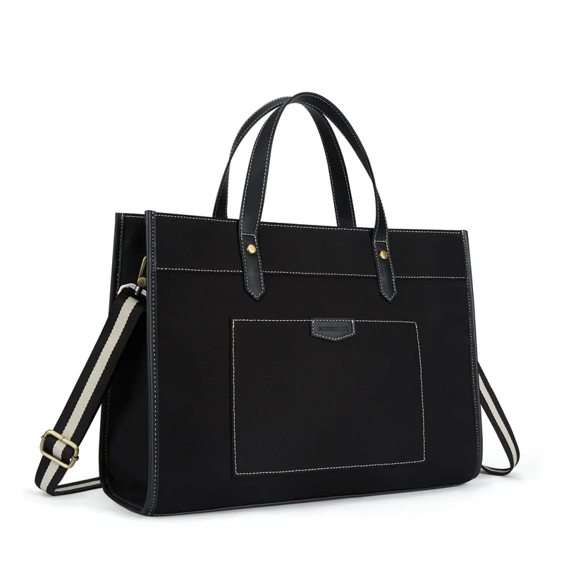 Missnine Tote Bag Canvas Laptoptas Reiskantoor College Handtas 15,6 inch Laptop Werkschoudertassen Casual aktetas