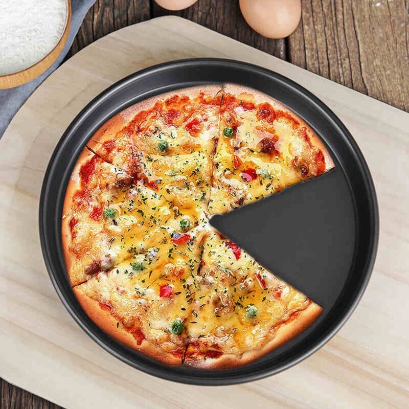 9/10/11/12-Inch Non-Stick Pizza Pan Carbon Steel Pizza Oven Tray Shallow Round Pizza Plate Pan Roasting Tin Baking Tools