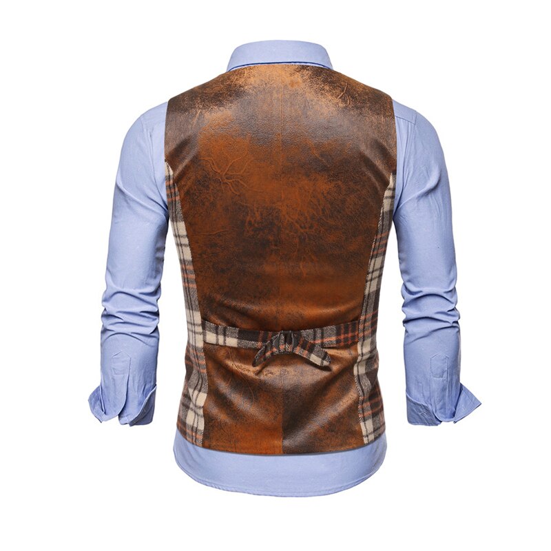 Gilet de costume rayé à carreaux pour homme, Style britannique, Double boutonnage, sans manches, à la , automne