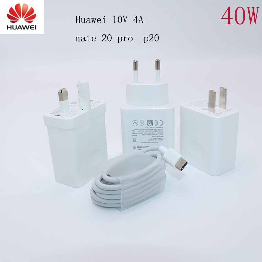 Cargador rápido Original para HUAWEI supercarga de 40W, adaptador de 10V/4A para P30 Pro Mate 20 Pro X RS Mate10 P20 P10 Mate10 Magic 2