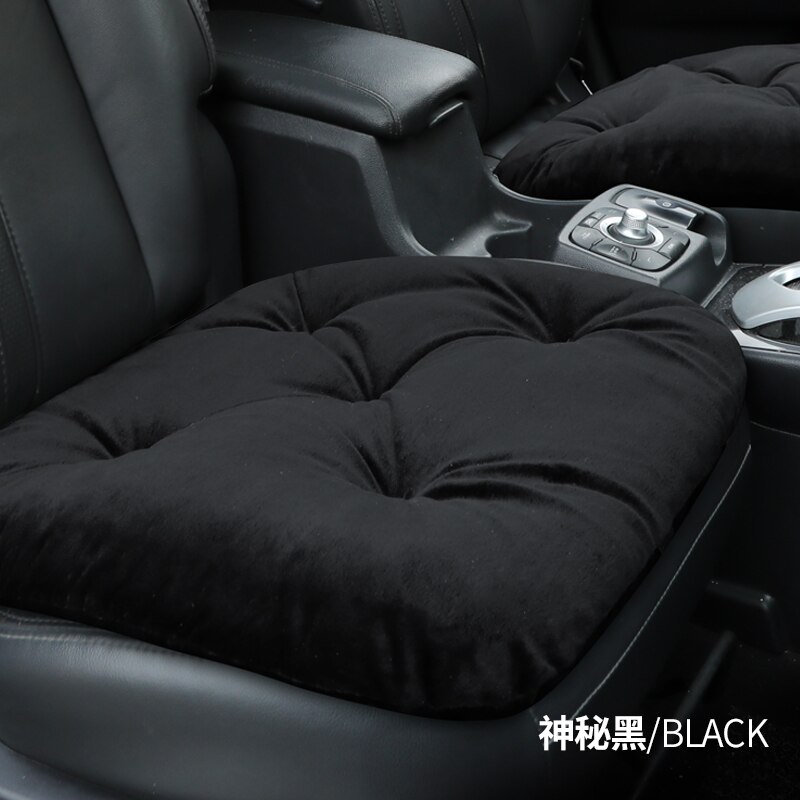Coussin de siège auto hiver en peluche trois pièces en tissu floqué monolithique épaissi coussin de siège chaud coussin de siège unique pour usage intérieur: Noir petit 1 pcs