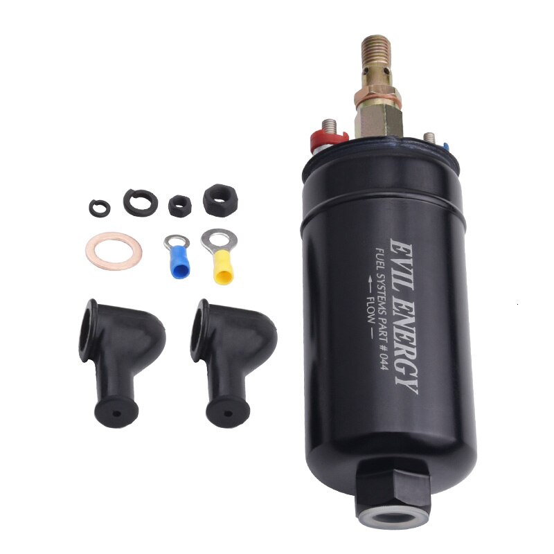 evil energy 300lph Electric Fuel Pump Kit High Pressure External Inline Fuel Pump With 6AN 10AN Connector: Black