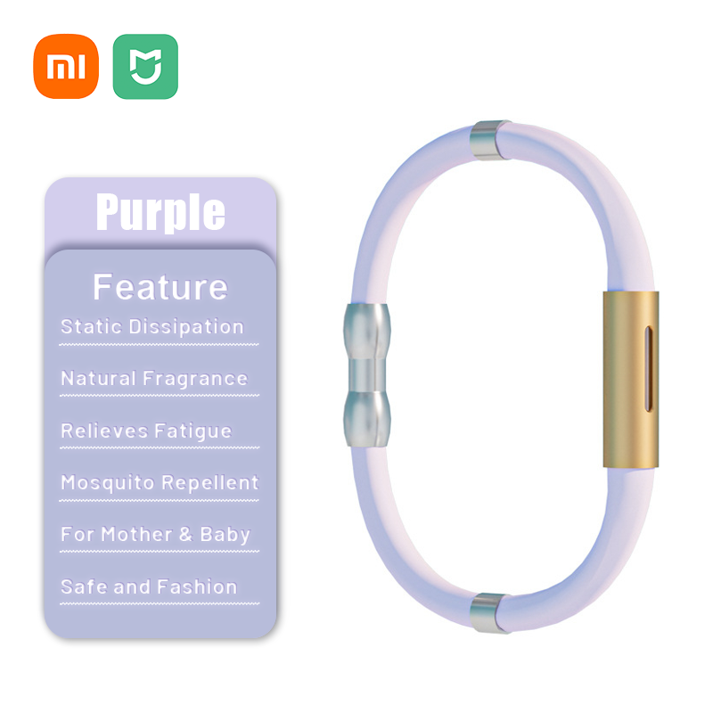 Xiaomi myggmedelsarmband antistatiskt doftande eterisk olja anti-mygg kroppsvänligt lindrar trötthet smycken: Lavendel-