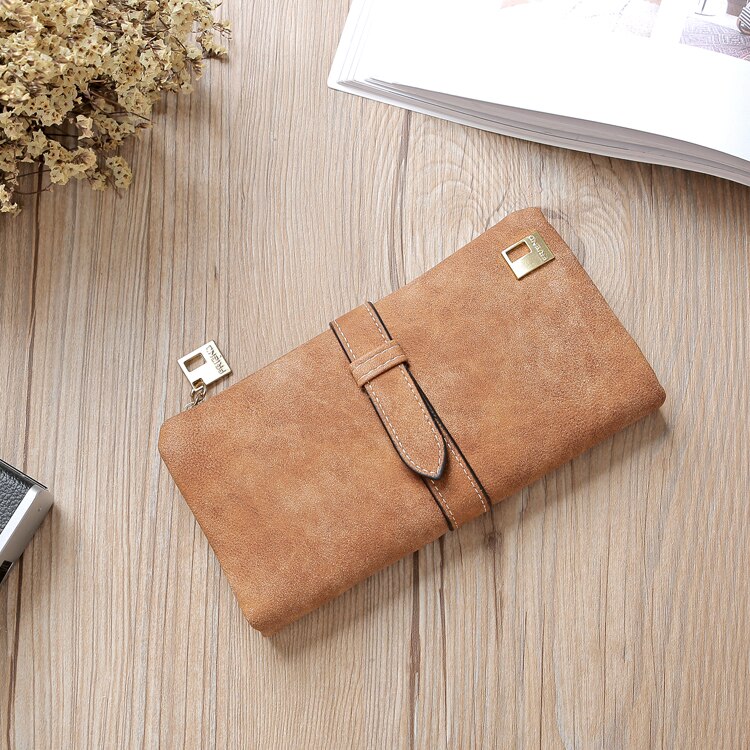 Solid Koord Nubuck Leer Rits Lange Vrouwen Portemonnee Telefoon Tas Luxe Portefeuilles Portemonnee Kaarthouder Clutch: Brown