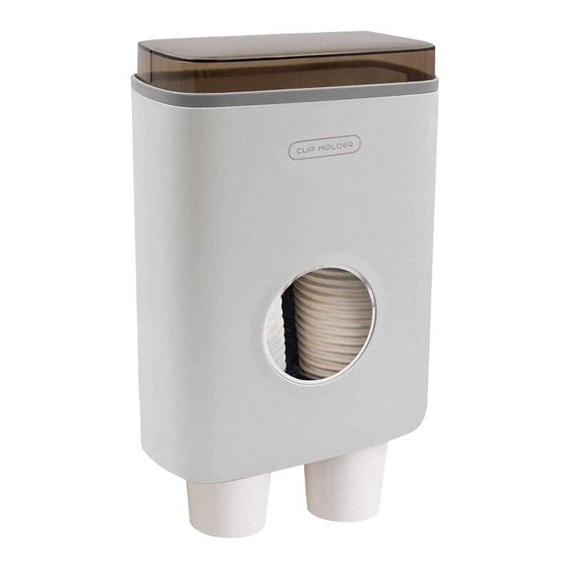 Dispensador de vasos de agua montado en la pared, soporte de vasos de papel de 3Oz-8Oz: White