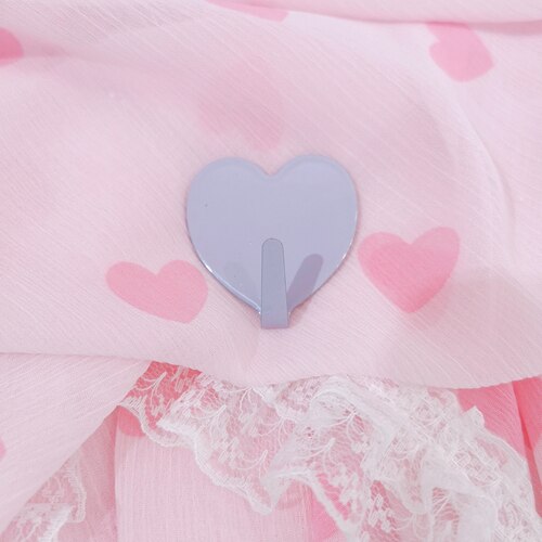 5 Stks/partij Creatieve Metalen Leuke Hartvormige Haak Sterke Zelfklevende Plakken Muur Lager Keuken Haak Geen Spoor Na Plakken deur Haak: Purple love hook