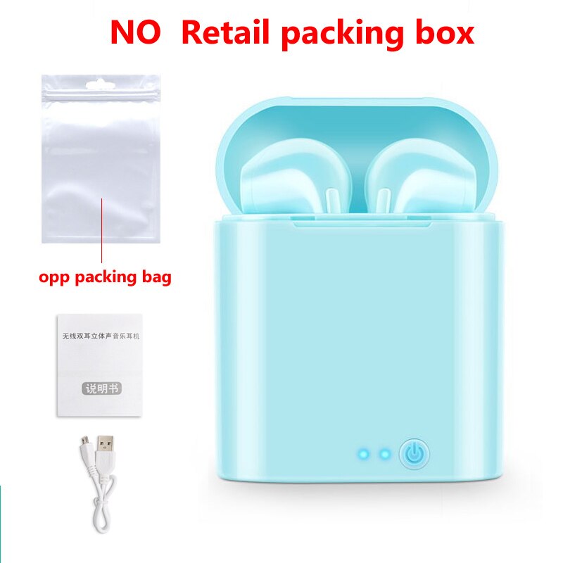 I7s Mini Portable Bluetooth Headphones Wireless Earphones With Charging Box bluetooth Earbuds upgrade Macaroon Candy colors: BLUE no box