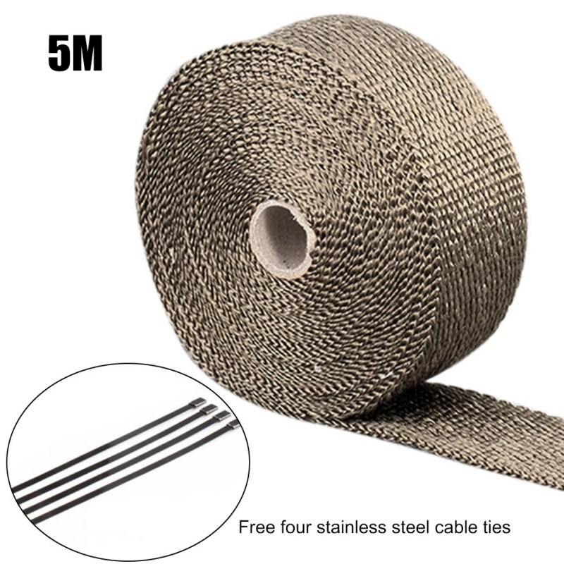 5M/10M Motorcycle Exhaust Thermal Tape Header Heat Wrap Manifold Insulation Roll Resistant with Stainless Ties Car Accessories: A3