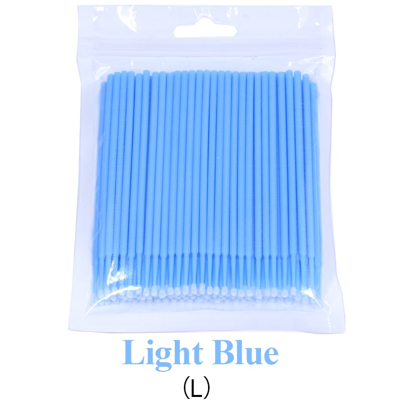 Kekelala 100Pcs/Fles Wimper Extension Wattenstaafjes Lash Lift Lijm Remover Applicators Microblade Make Micro Borstels Tool: 100pcs light blue