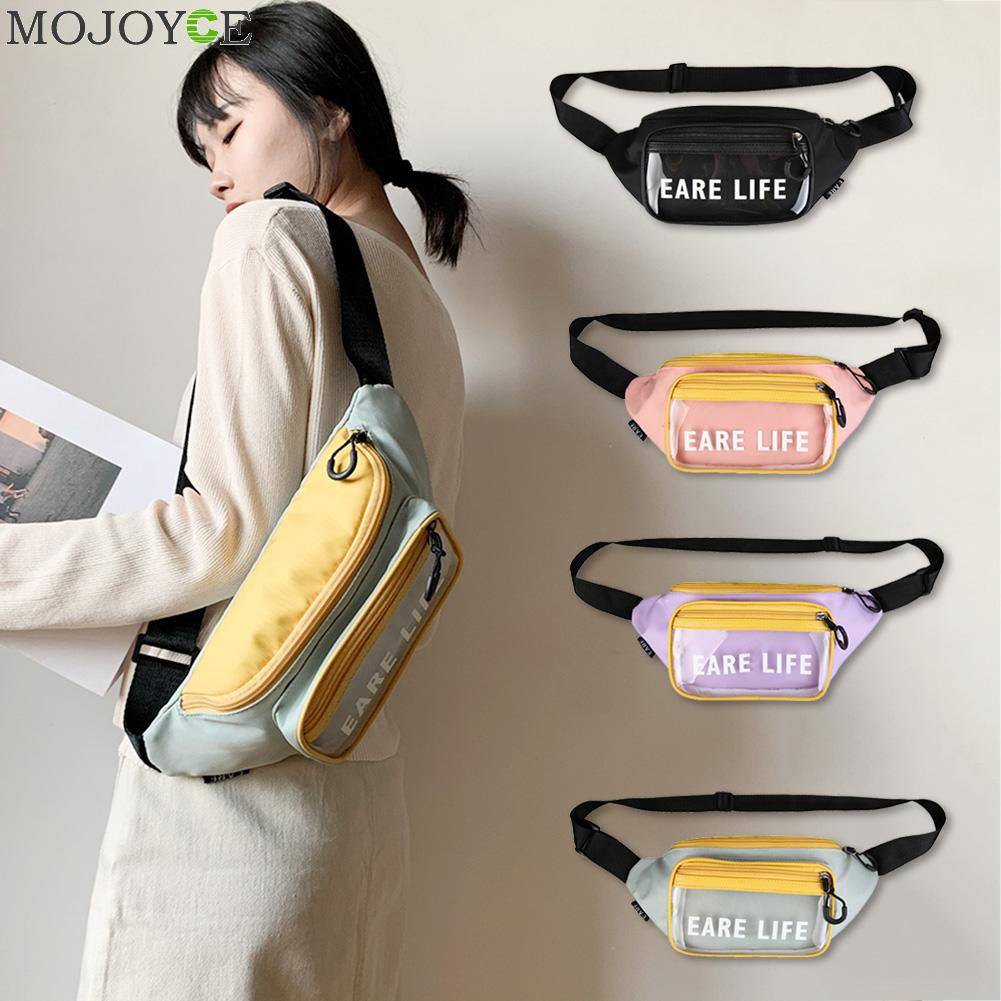 Pvc transparante heuptas voor dames, klassieke textuur, chique vrijetijdstas, nylon splitsen, rits, borst-schoudertas