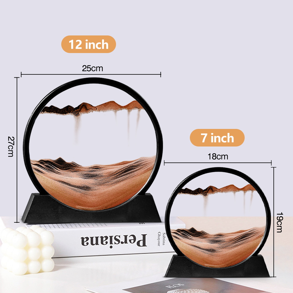 Sablier 3D avec étagère, paysage de sable profond, peinture de sable mouvant, image d&#39;art en mouvement, décoration de bureau pour la maison