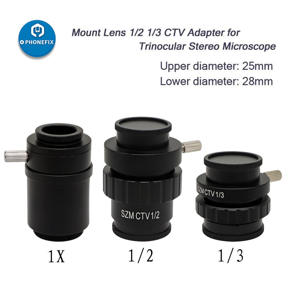 0.3X 0.5X C mount Lens Adapter SZMCTV 1/2 1/3 1X Adapter For Simul Focal Trinocular Stereo Microscope HDMI VGA USB Video Camera