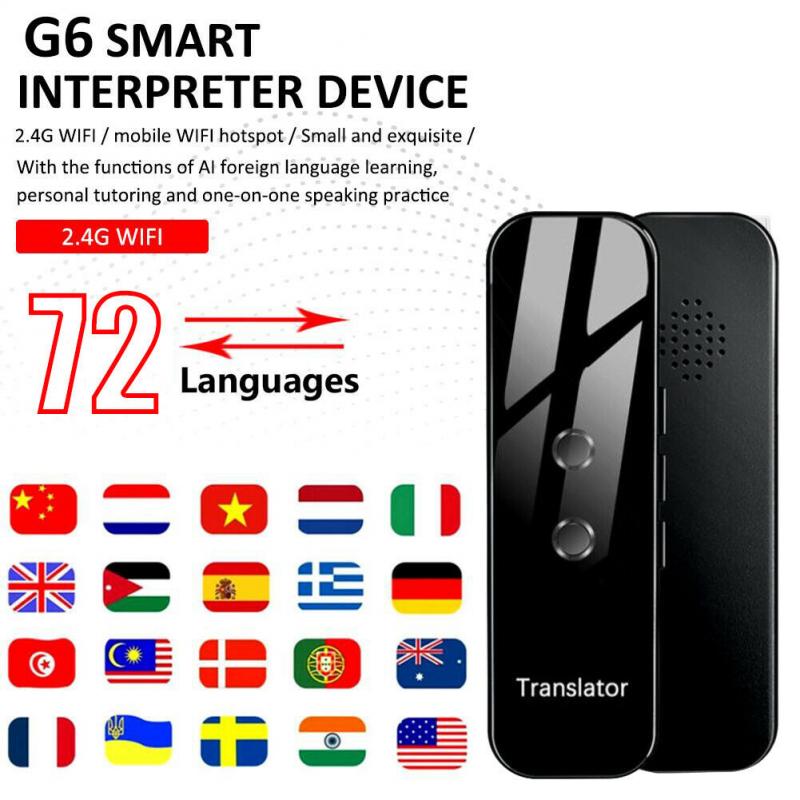 1pc mini tradutor inteligente sem fio 72 idiomas em dois sentidos em tempo real tradutor de voz instantânea aplicativo fotografia translaty bluetooth