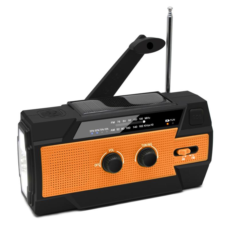4000 mah sol håndveiv vær er / fm / noaa radio nødlykt og bevegelsessensor lys sos alarm bærbar japan: Oransje usa