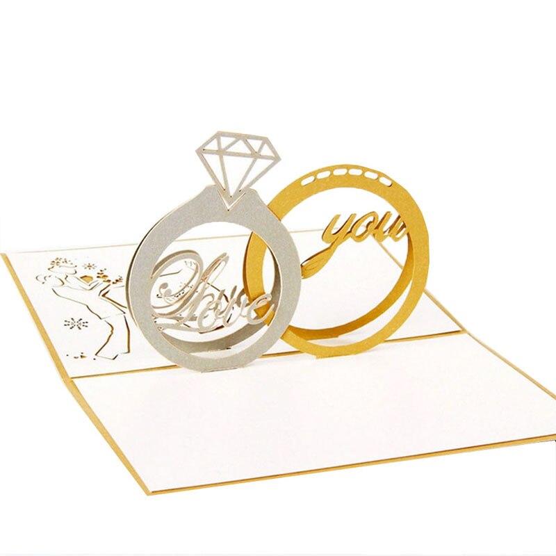3D Pop Up Greeting Cards Diamond Ring Valentine Anniversary Wedding Anniversary