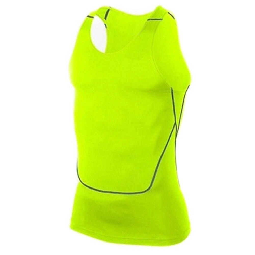 Newly Men Sport Gym Vest Sleeveless Quick Drying Compression Tight Tank Tops 19ing: Green / M