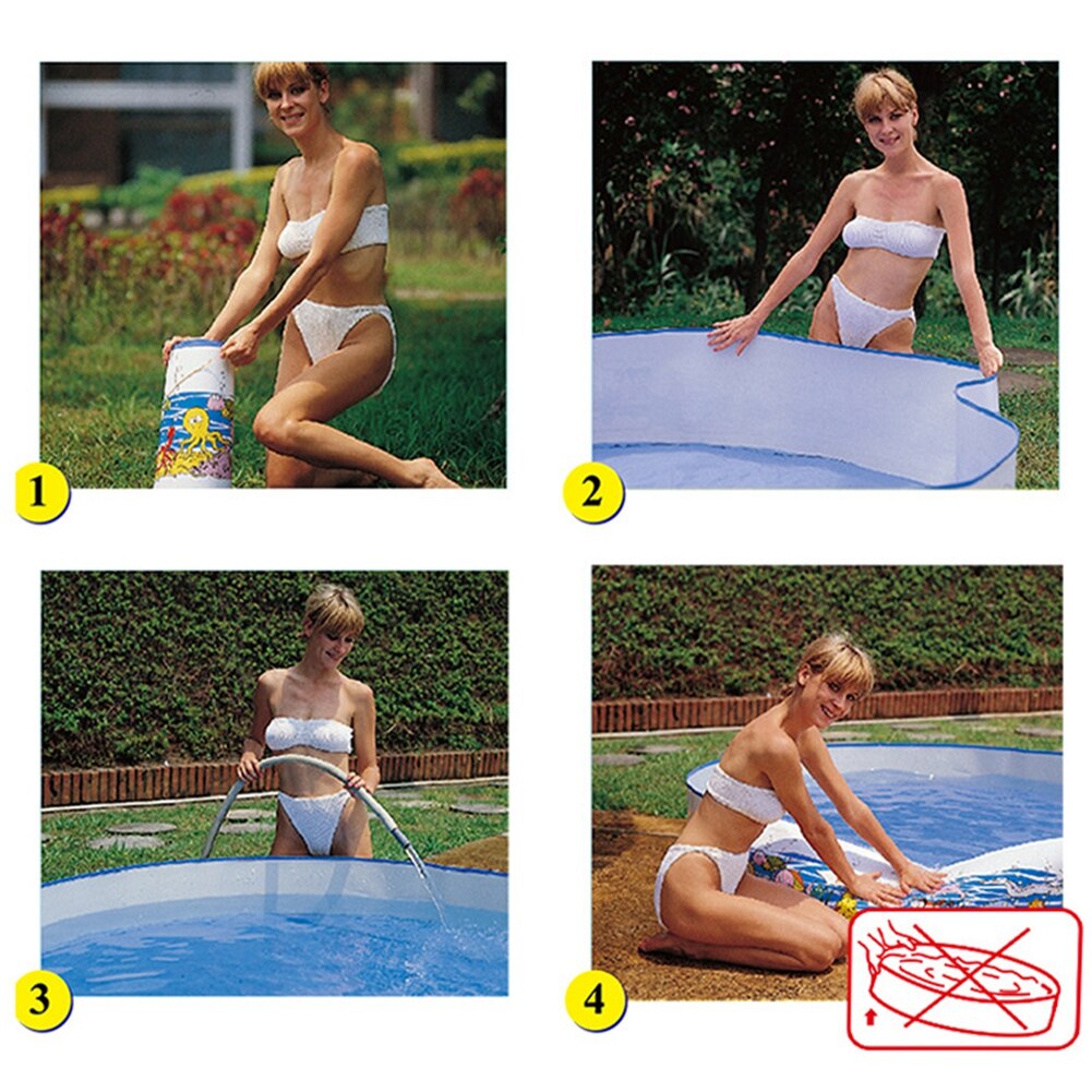Portable Foldable Outdoor Swimming Pool, Round Heavy Duty PVC Outdoor Swim Pool Bathing Tubs