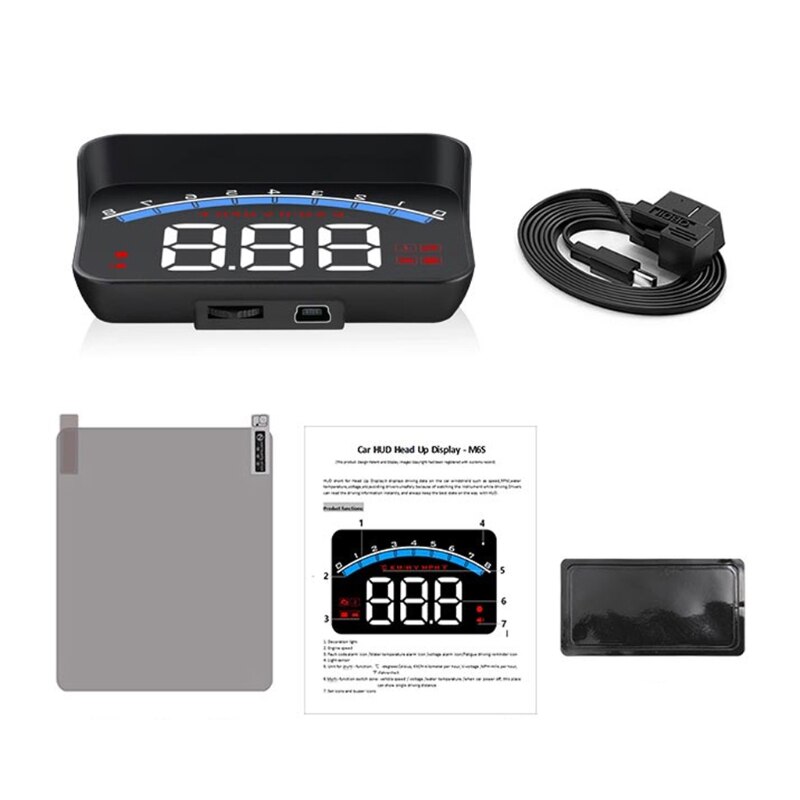 M6s Auto HUD Car Head Up Display Overspeed Warning Windshield Projector Alarm System OBD scanner