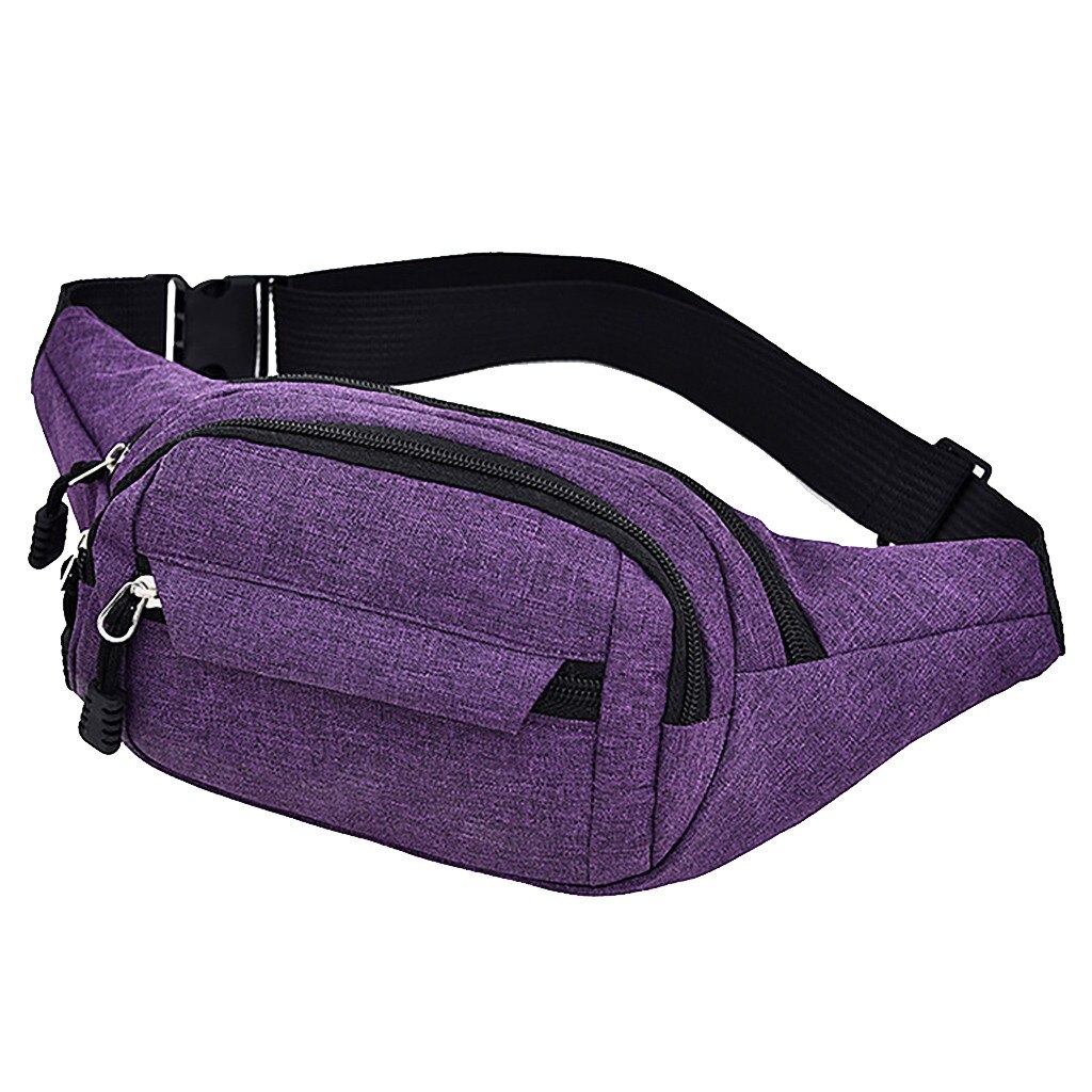 Mannen En Vrouwen Taille Tas Eenvoudige Leisure Pure Kleur Taille Packs Mode Oxford Sport Fitness Taille Packs Bag: Paars