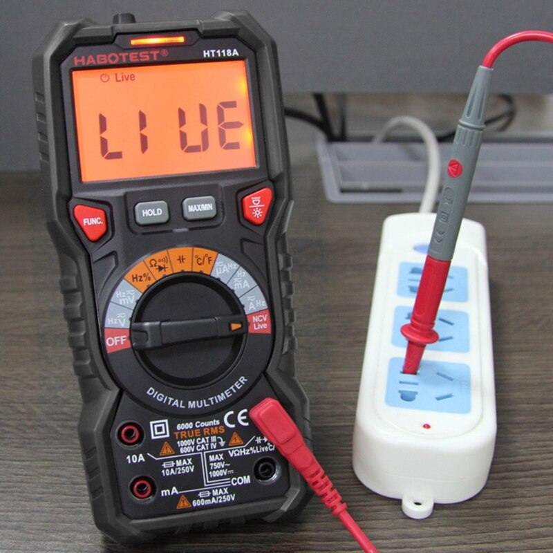HT118 6000 Counts 1000V AC DC Digital Multimeter NCV Live C/F Duty Multimetro Voltage Meter