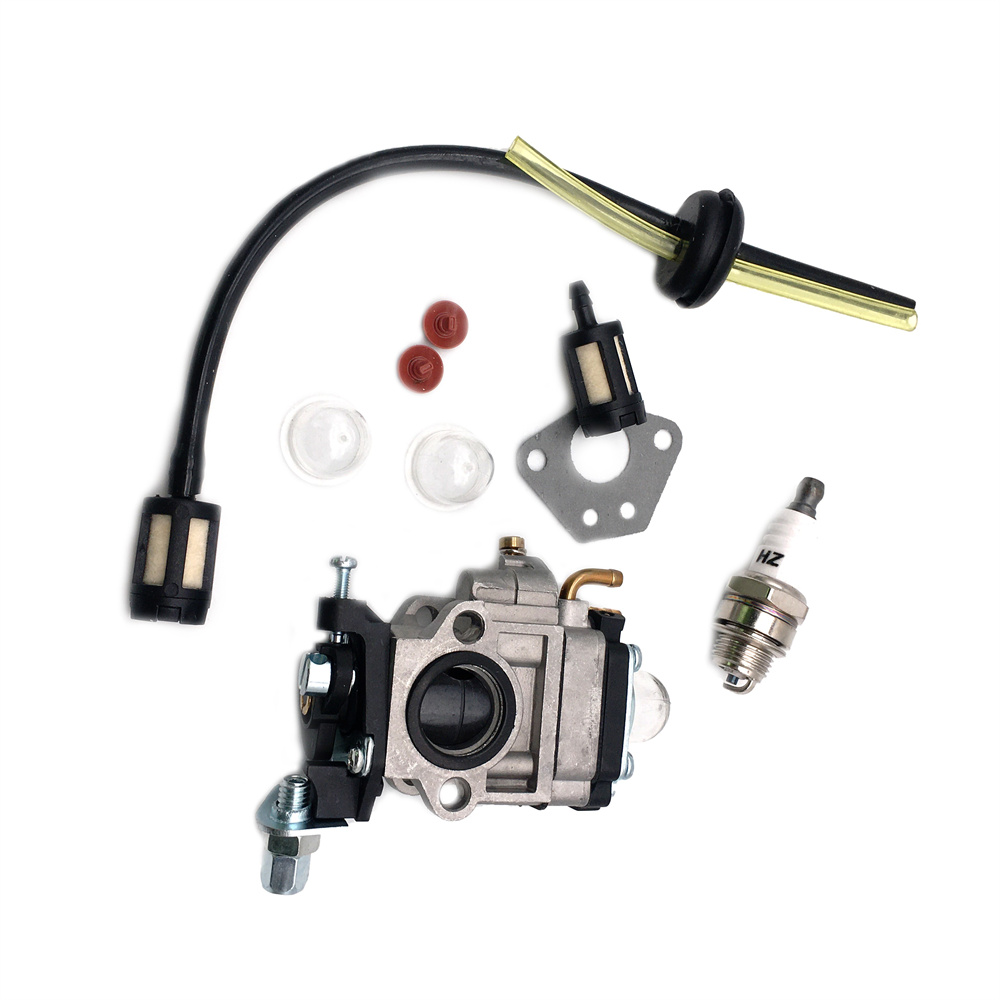 Carburateur 15mm Kit Voor Bosmaaier 43cc 49cc 52cc Bosmaaier met Afdichting Slang Bougie Benzine Filter Vervanging accessoires: GRIJS