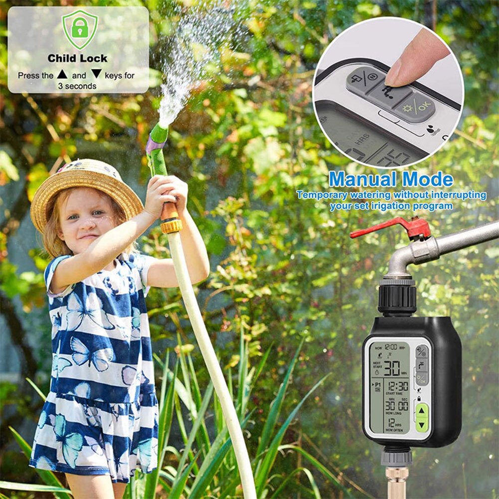 Ne Digital Irrigation Timer Programmable Outdoor Smart Rain Sense Automatic Watering Irrigation Timer Garden Water Timer: Default Title