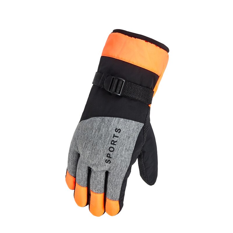 Thicken Ski Snow Gloves Cold Weather Waterproof Winter Thermal Snowboard Gloves Men Women Outdoor Snowmobile Motorcycle Gloves: orange