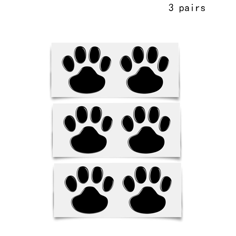 4Sheet Car Stickers Decals Paw 3D Animal Dog Cat Foot Prints Decal Car Motocycle Sticker Car Accessories: Silver