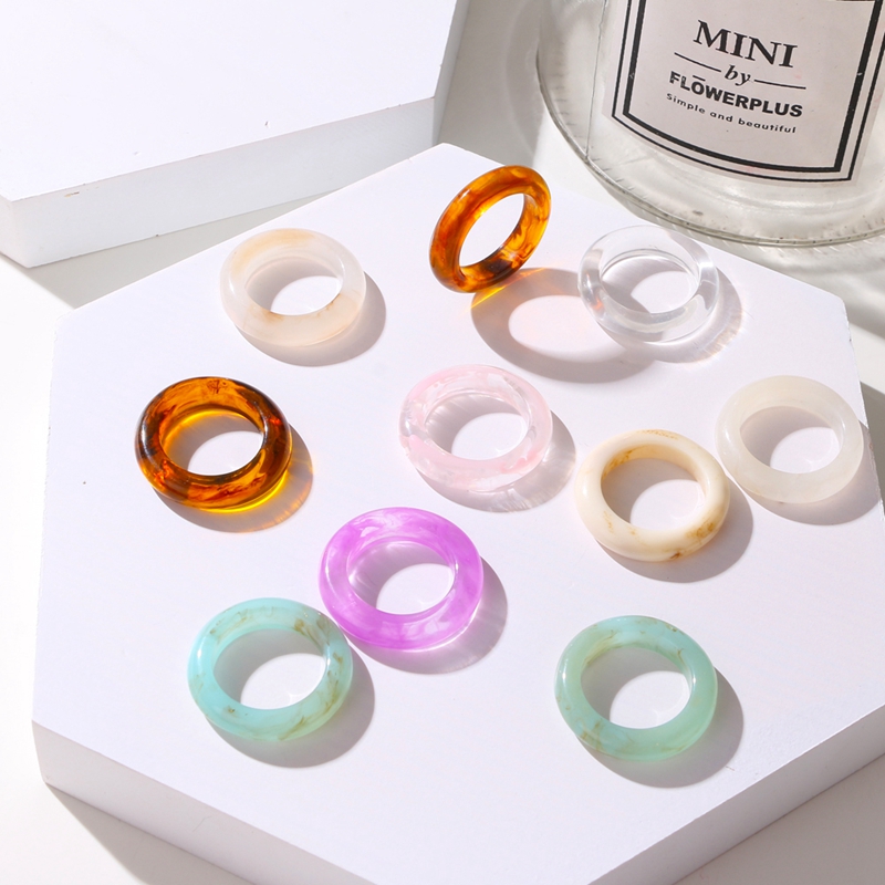 KUSS FRAU Neue Bunte Transparente Acryl Unregelmäßigen Marmor aufbringen Ring Harz Schildkröte Ringe für Frauen Mädchen Schmuck