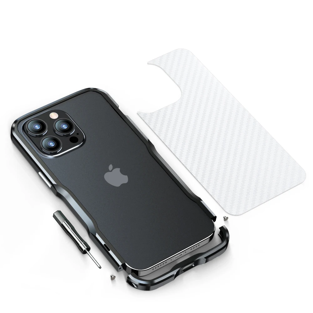 LUPHIE Metal Bumper For iphone 15 Pro Max Alloy Frame 14 Plus 13 Mini 12 11 Light Weight Aluminum Shockproof Case Cover Funda: Microfiber / black