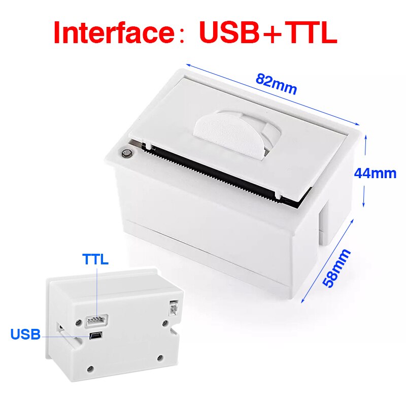 Mini 58mm Panel Embedded Thermal Printer with Interface RS232 TTL Use for Receipt Ticket ESC POS Arduino Android 5v-9v QR701: White USB TTL