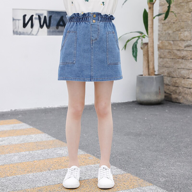 Kids Jean Skirts High Waist Girls Denim Skirt Casual School Uniform Mini Skirt Summer Children Clothing Baby Girl Skirt