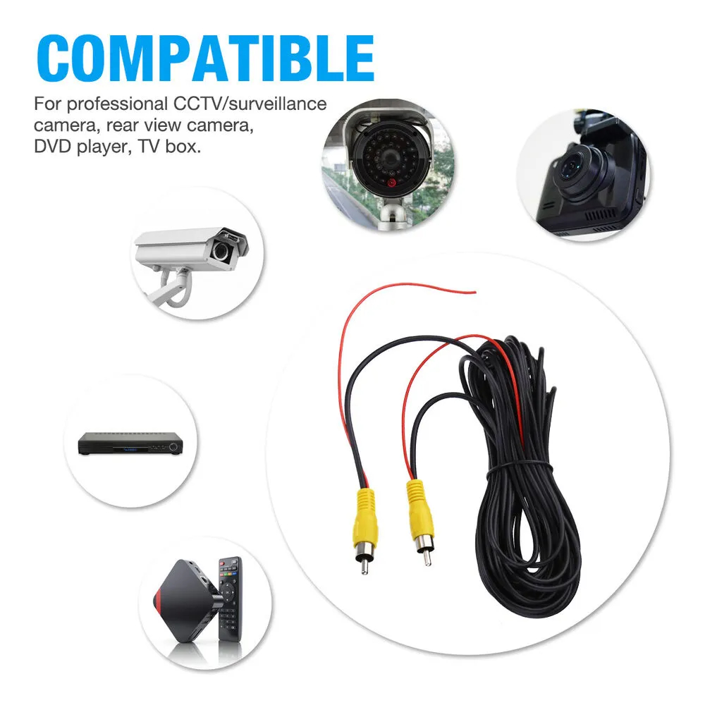 Câble RCA mâle pour caméra de recul de voiture, 6/10/15m, câble d'extension pour moniteur AV