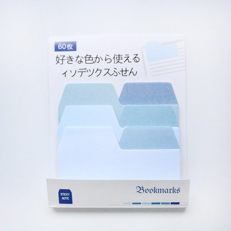 60sheets/lot Colorful Gradient Japanese Sticky Note Memo Pad Office Planner Sticker Paper School Office Supplies: Blue