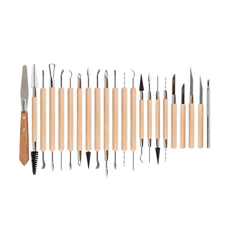 30Pcs Arts Crafts Clay Sculpting Tools Pottery Carving Tool Kit Pottery &amp; Ceramics Wooden Handle Modeling Clay Tools