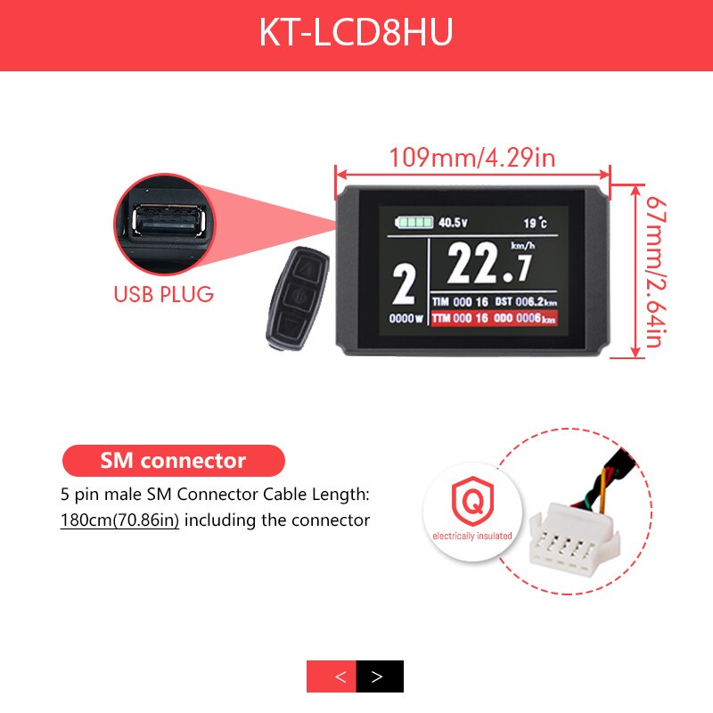 KT – écran LCD3 LCD8H LED880 Kuteng pour vélo électrique, 24V/36V/48V/72V, accessoires pour Kit: LCD8HU SM Plug