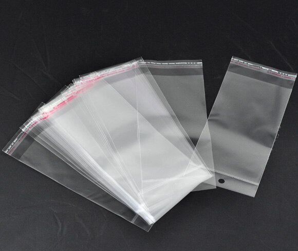DoreenBeads Clear Self Adhesive Seal Plastic Bags W/Hang Hole 20x9cm (Usable space 15x9cm), 200PCs (B14824)