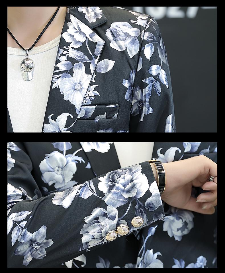 Casual Flower Print Mens Suits Tuxedos Male Jacket Blazer Floral Men Blazer designs