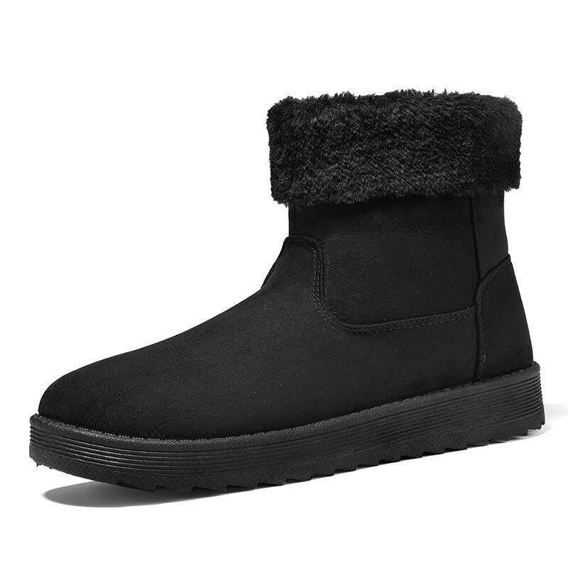 Stivali da uomo invernali con lacci stivali da neve in pelliccia calda stivaletti pelosi in pelle scamosciata impermeabili scarpe da uomo in peluche Fluff scarpe da esterno: Black / 42