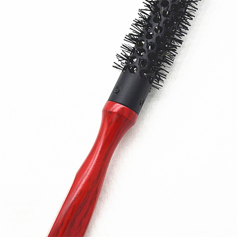 1pc bouclé rond rouleau brosse à cheveux Nylon peigne Salon barbier brosse à cheveux coiffure style outil bord contrôle bois peigne