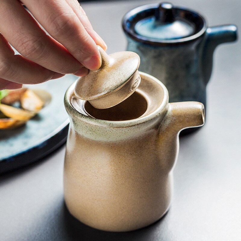 Nimitime estilo japonês forno vitrificado cerâmica tempero pote tempero óleo vinagre pote tempero garrafa de óleo molho de soja frasco