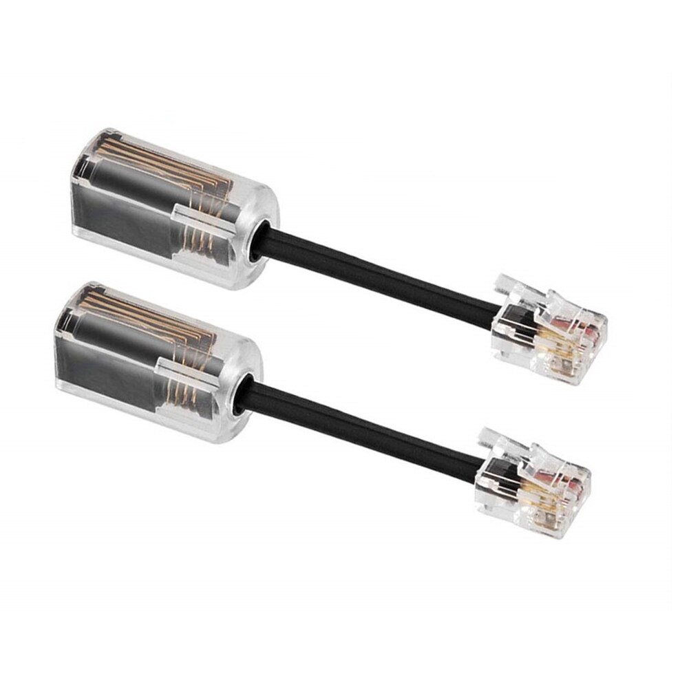 2 Stuks Draadloze Bedrade Anti Kronkelende Kantoor Handset Spoel Telefoonkabel Ontklitter Vaste 360 Graden Roterende Connector Handvat: Black Wired