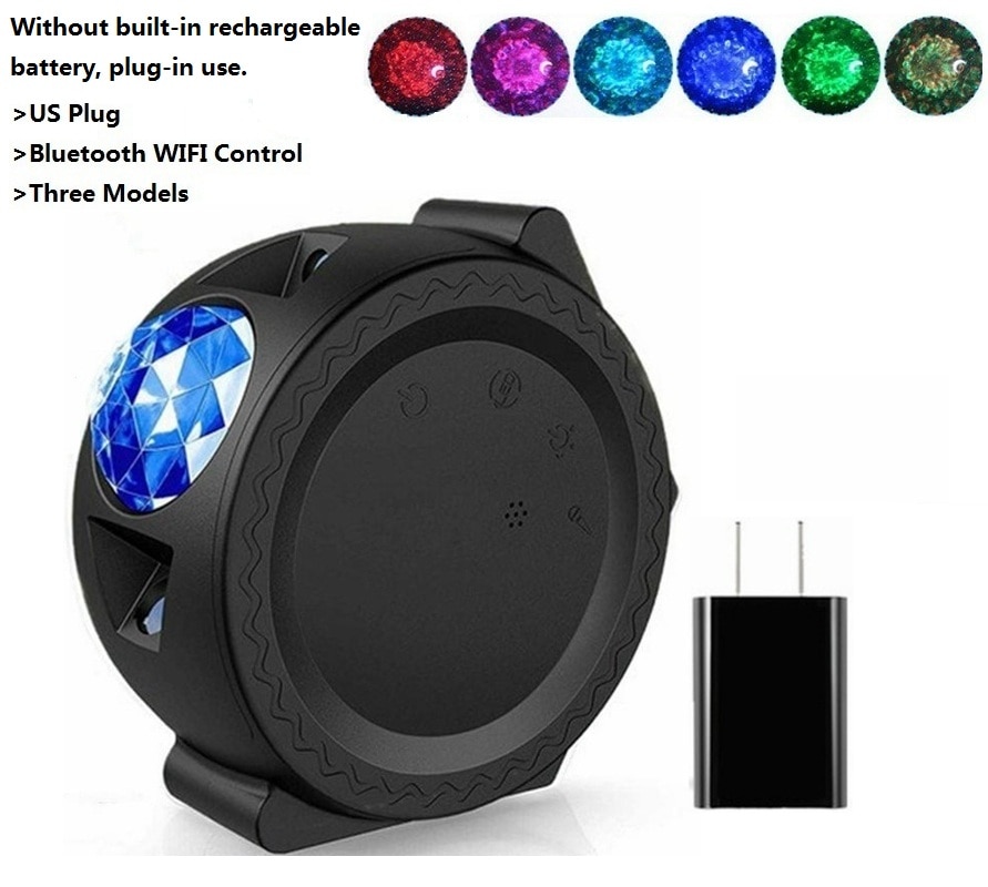 Colorful Starry Sky Galaxy Projector Lamp Children Bedroom Star LED Night Light USB Charging Projection Lamp Kids: US Plug Black