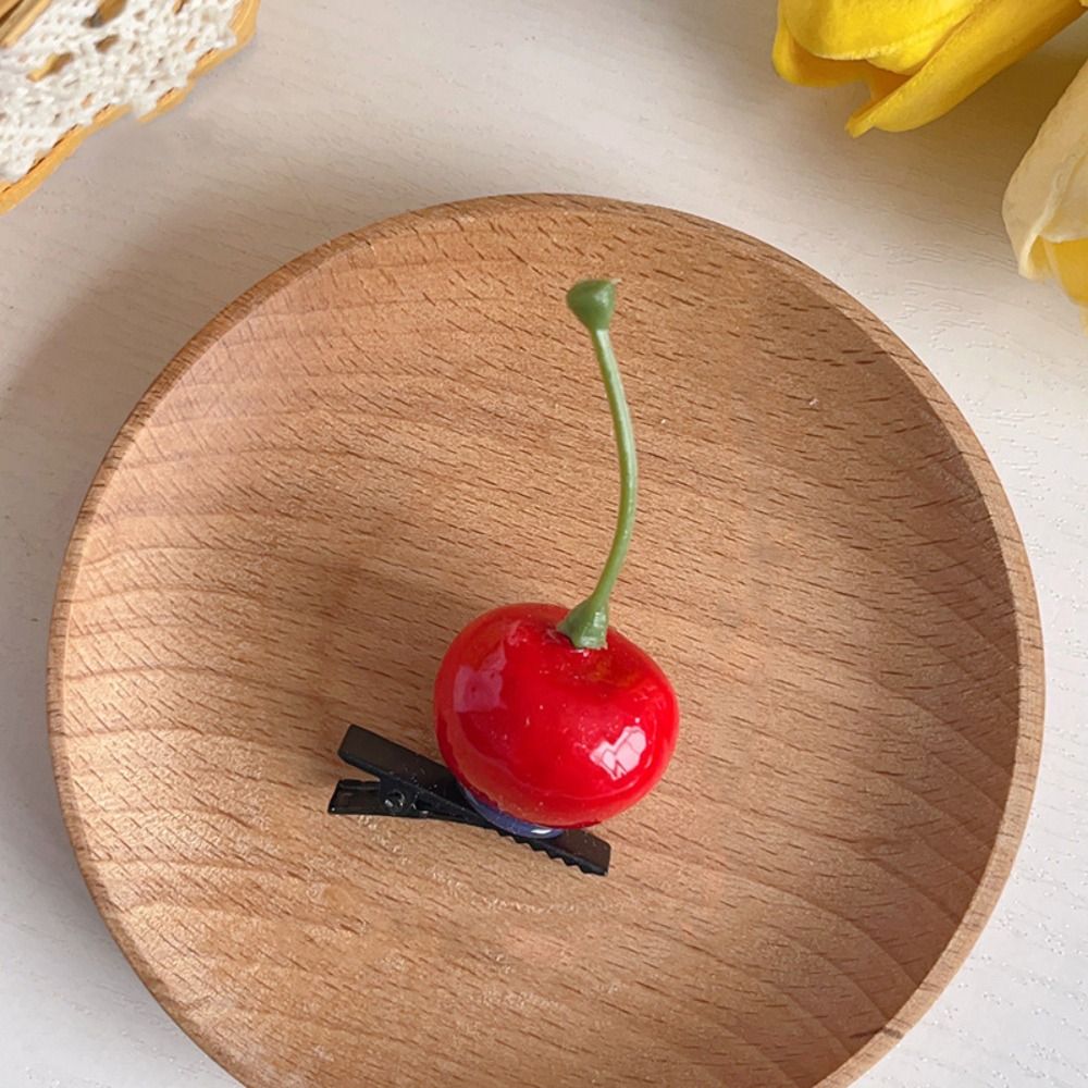 Horquilla de fruta de simulación de cereza dulce, comida falsa de limón, pinza para el pelo bonita, accesorios para el cabello de dibujos animados para mujer, diario: Gris