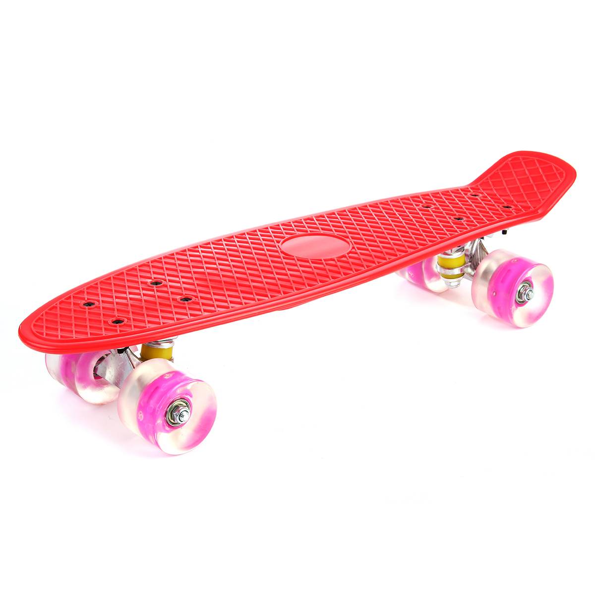 Tabla de Skate de 22 pulgadas con luz intermitente, Mini monopatín de plástico, Longboard de cuatro ruedas, para deportes al aire libre y de calle para niña y niño: Rojo