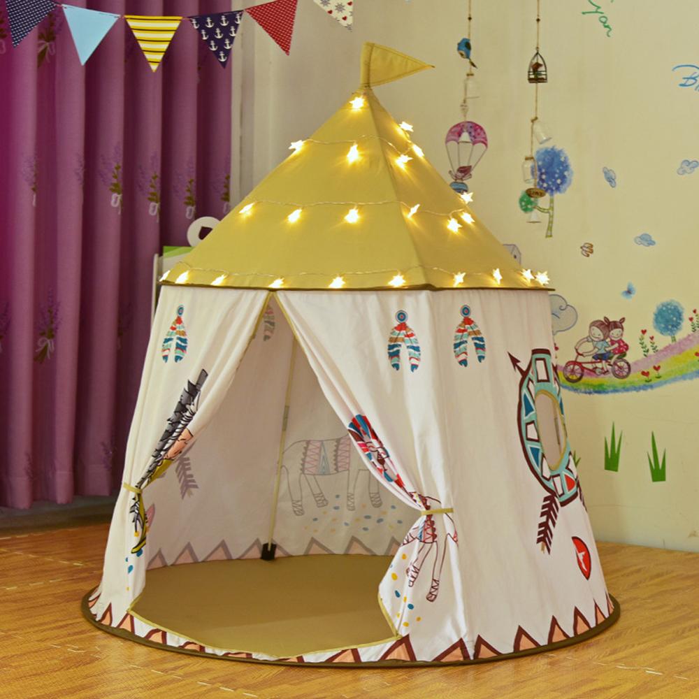 Kid Teepee Foldable Children's Tent House, 123x116cm Indian Teepee Wigwam Tent for Kids Baby Outdoor/Indoor Play-Tent Play-House