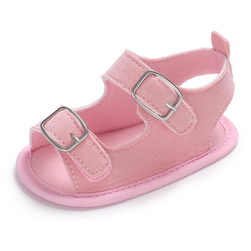 Baby Infant Shoes Girl Boy Sandals PU Buckle Strap Cotton Soft Anti-Slip Sole Casual Toddler Crib Shoes Little Girl Sandals: Pink / 7-12 Months